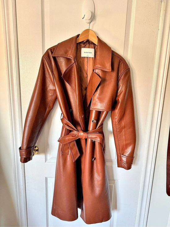 Babaton Jackets & Blazers - Babaton Aritzia Tabloid Trench Coat Faux Leather Brown